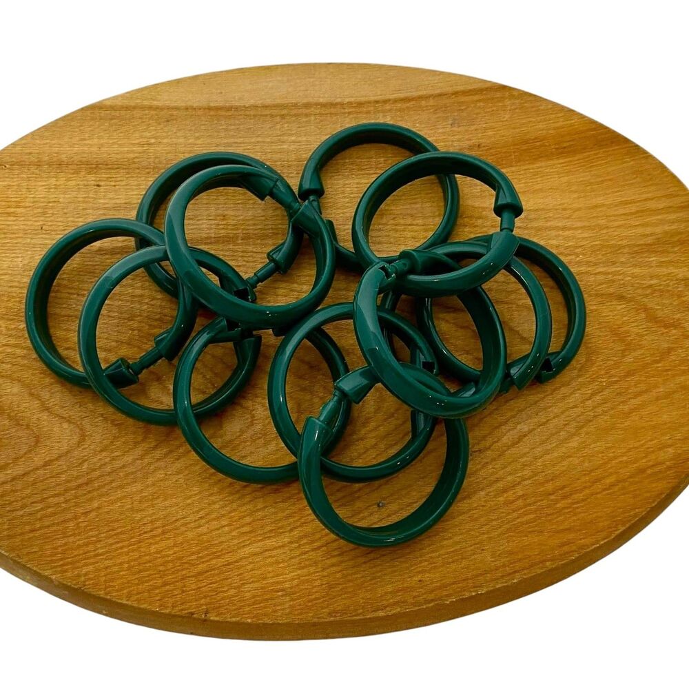 Vintage Forest Green Plastic Grandma Core Shower Hooks 80s Style
